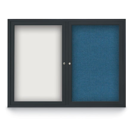United Visual Products Decor Wood Combo Board, 36"x24", Light Oak/White Porcelain & Black UV702DEFAB-LTOAK-WHTPORC-BLACK